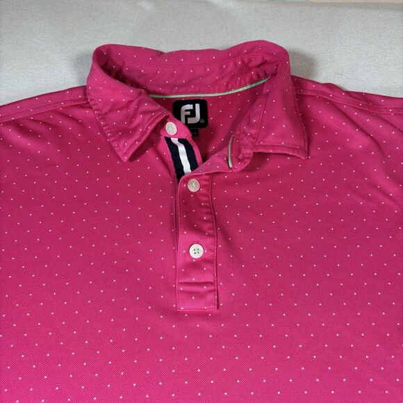 FootJoy FJ Polo Shirt Mens L Polka Dot Geometric "Palmer Legends Country Club” - Picture 5 of 9